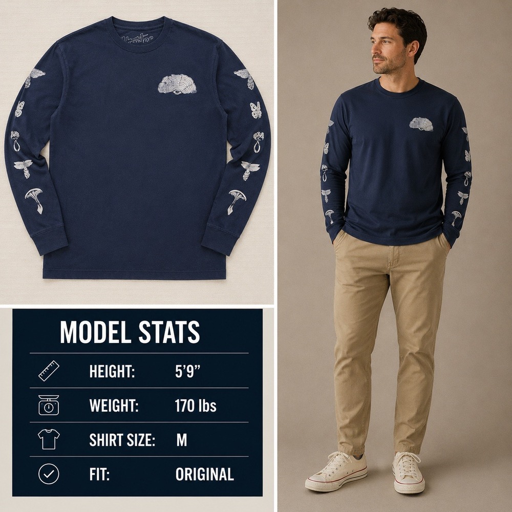 Howler Bros Mens Navy Blue Mushroom Graphic Long Sleeve T-Shirt Size M NWT